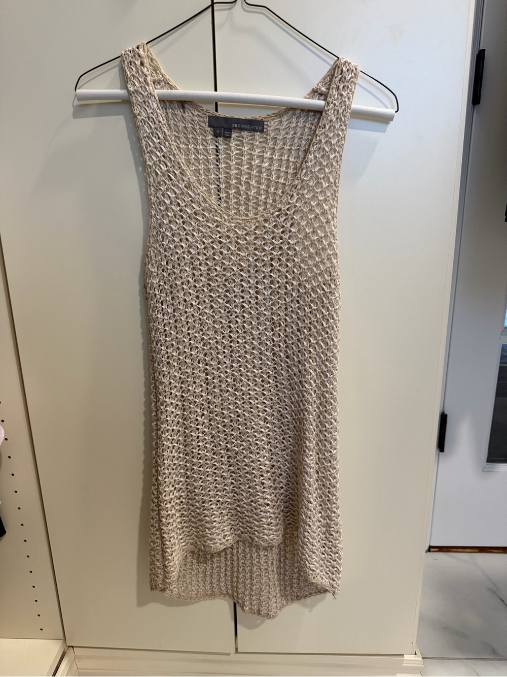 360 Sweater Beige Open-Weave Knit Tank